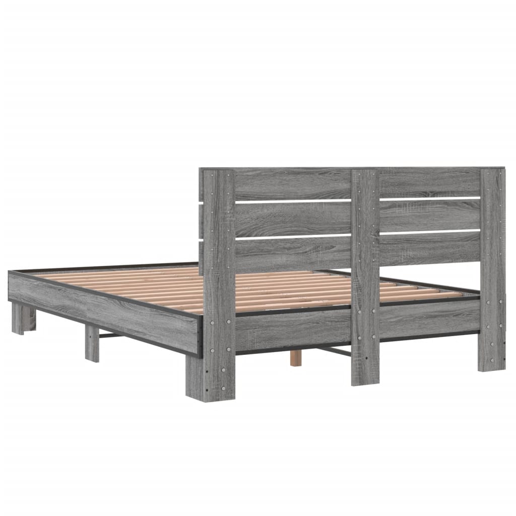 sengestel 120x200 cm konstrueret træ og metal grå sonoma-eg