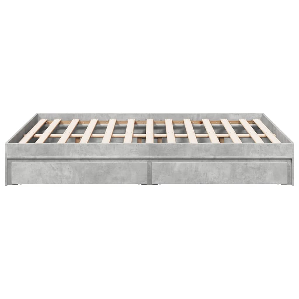 sengeramme med skuffer 120x200 cm konstrueret træ betongrå