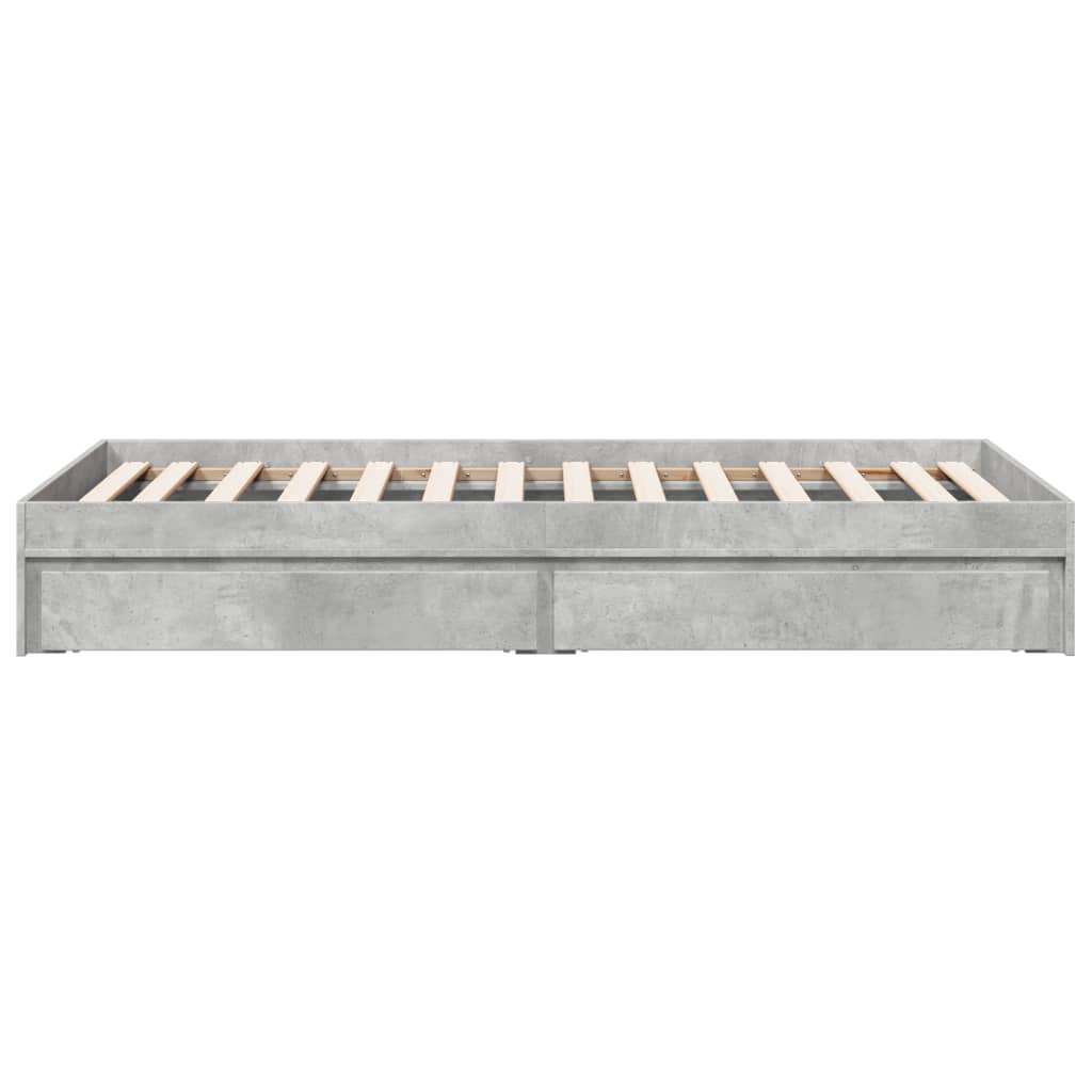 sengeramme med skuffer 100x200 cm konstrueret træ betongrå
