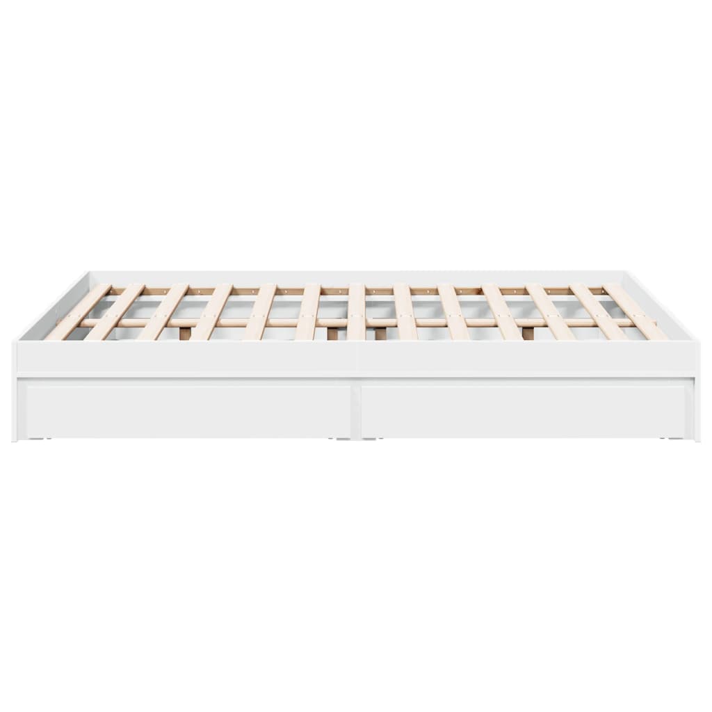 sengeramme med skuffer 135x190 cm konstrueret træ hvid højglans