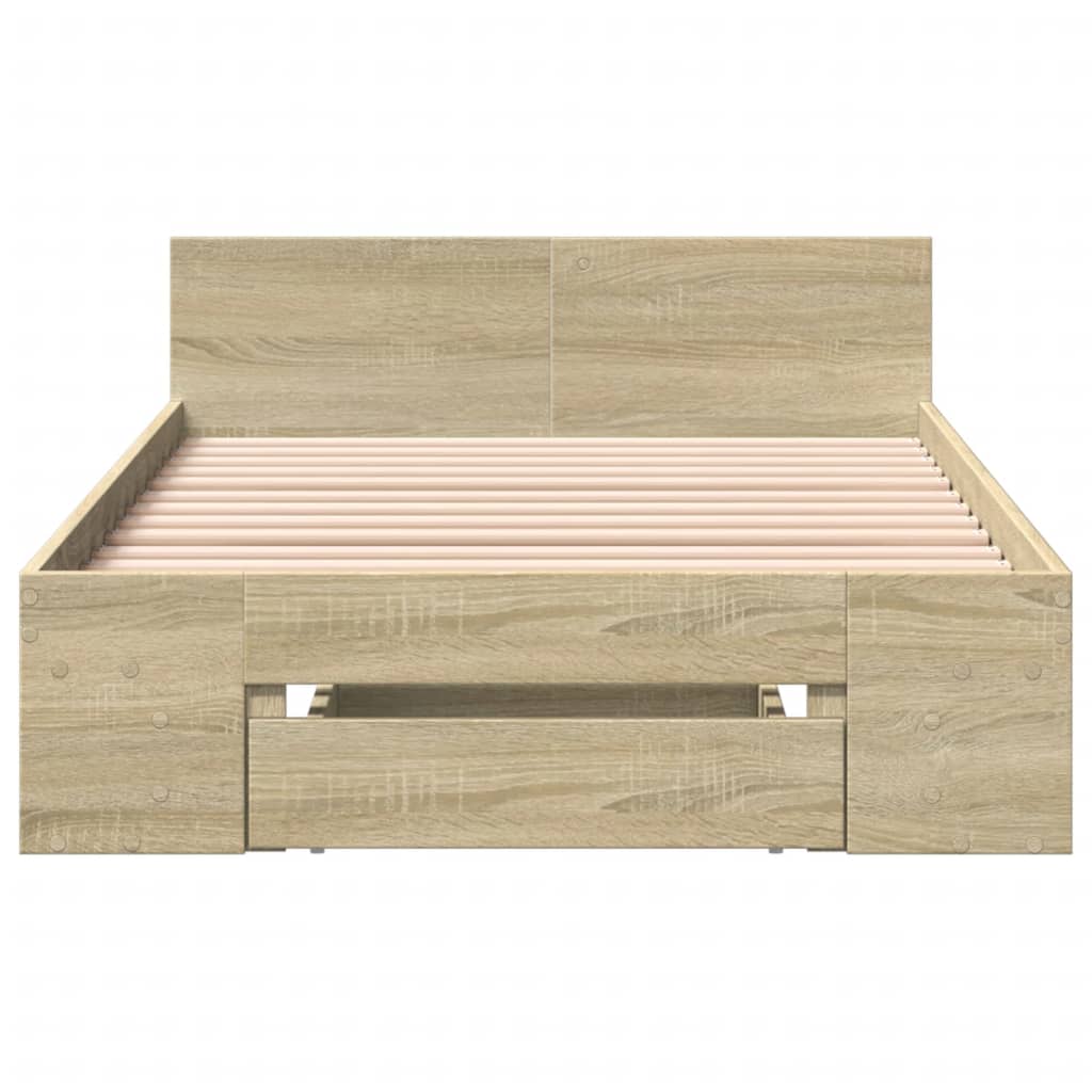 sengeramme med skuffe 100x200 cm konstrueret træ sonoma-eg