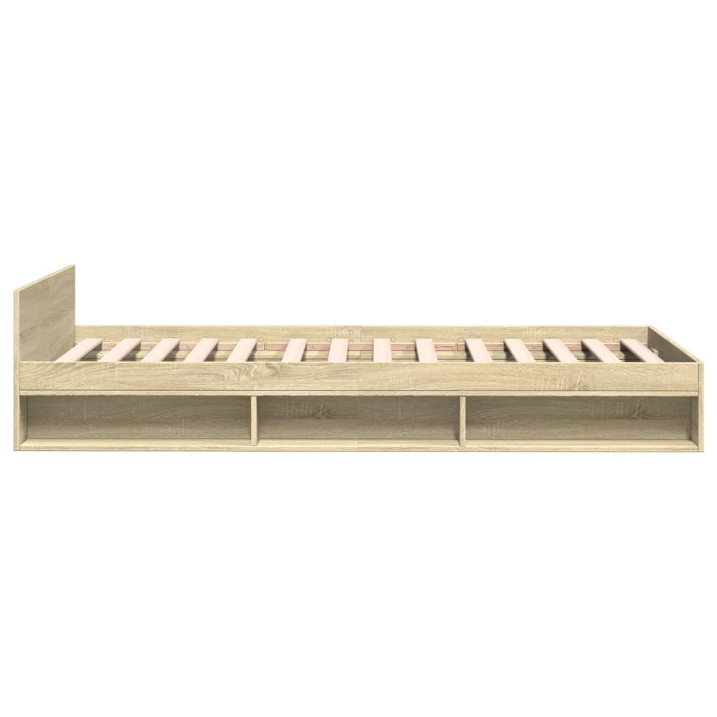 sengeramme med skuffe 100x200 cm konstrueret træ sonoma-eg