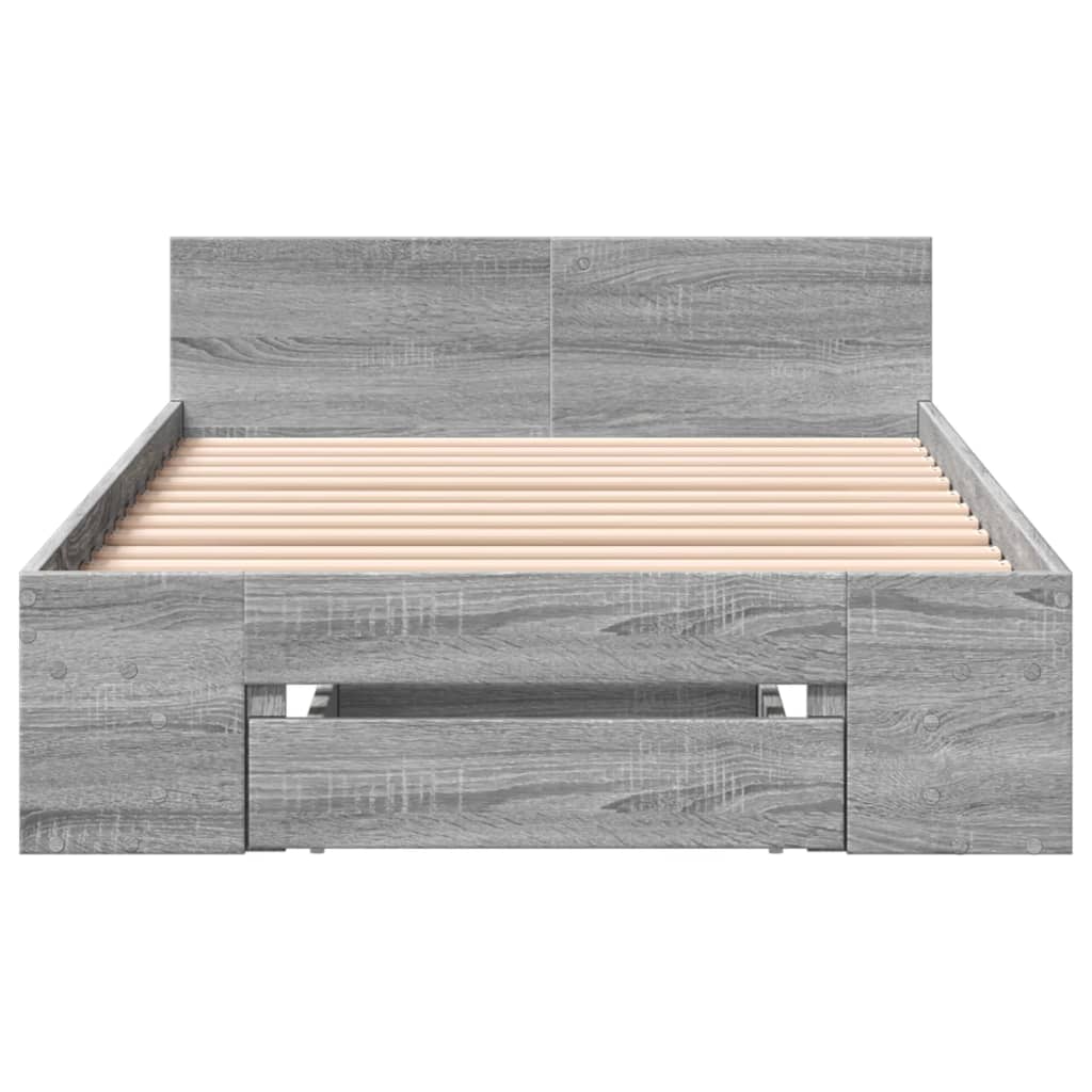 sengeramme med skuffe 100x200 cm konstrueret træ grå sonoma-eg