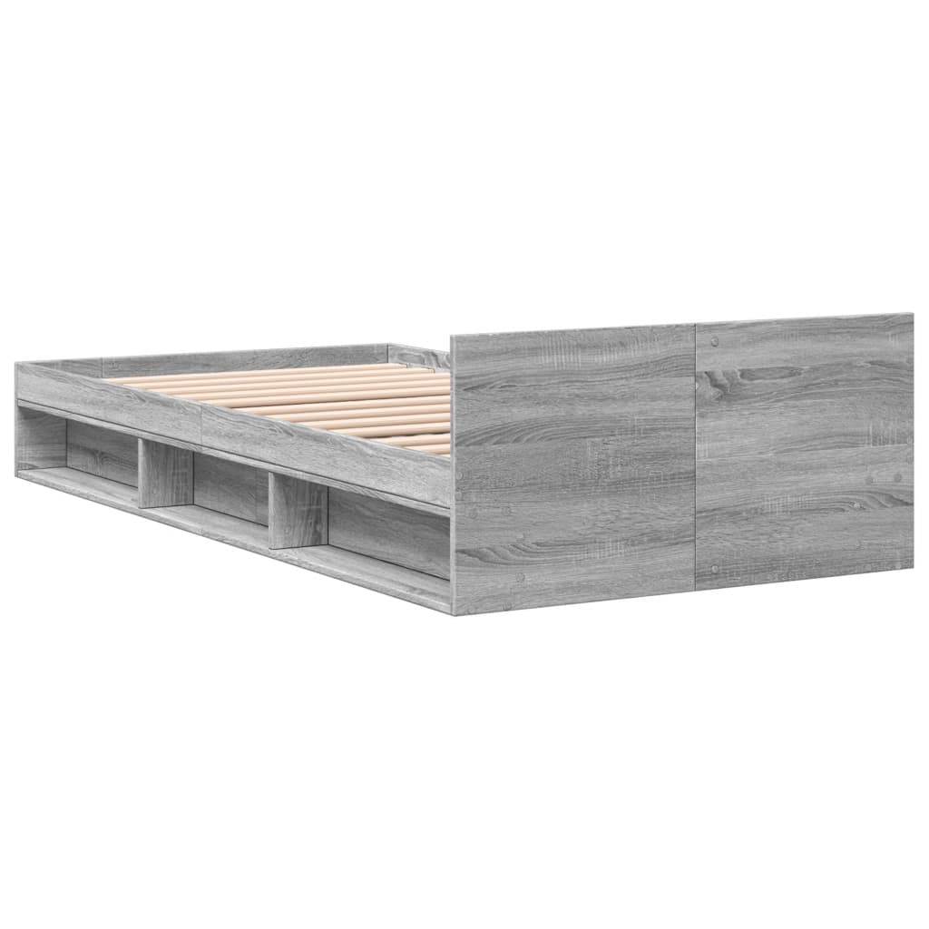 sengeramme med skuffe 100x200 cm konstrueret træ grå sonoma-eg