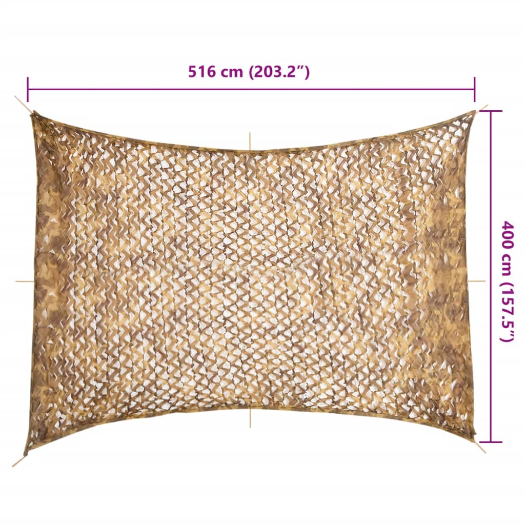 camouflagenet 516x400 cm med opbevaringspose sandfarvet