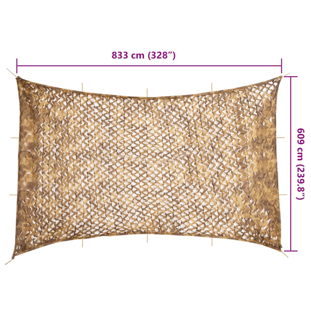 camouflagenet 833x609 cm med opbevaringspose sandfarvet