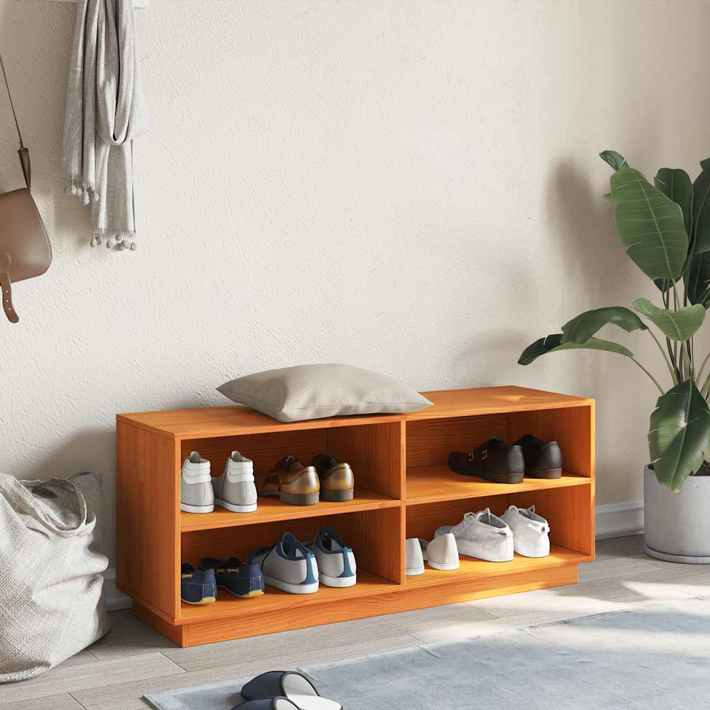 skoreol 110x34x45 cm massivt fyrretræ gyldenbrun