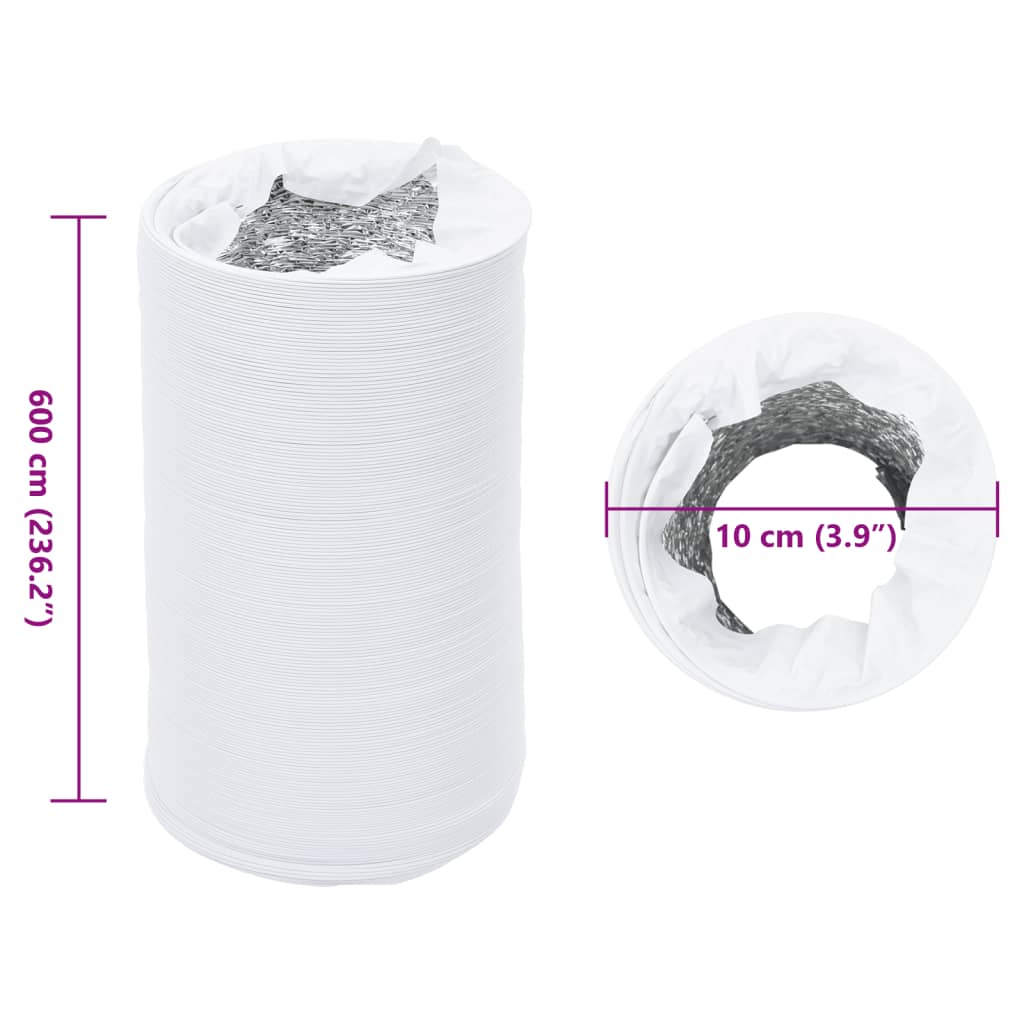 ventilationsslange 6 m Ø10 cm aluminium og PVC