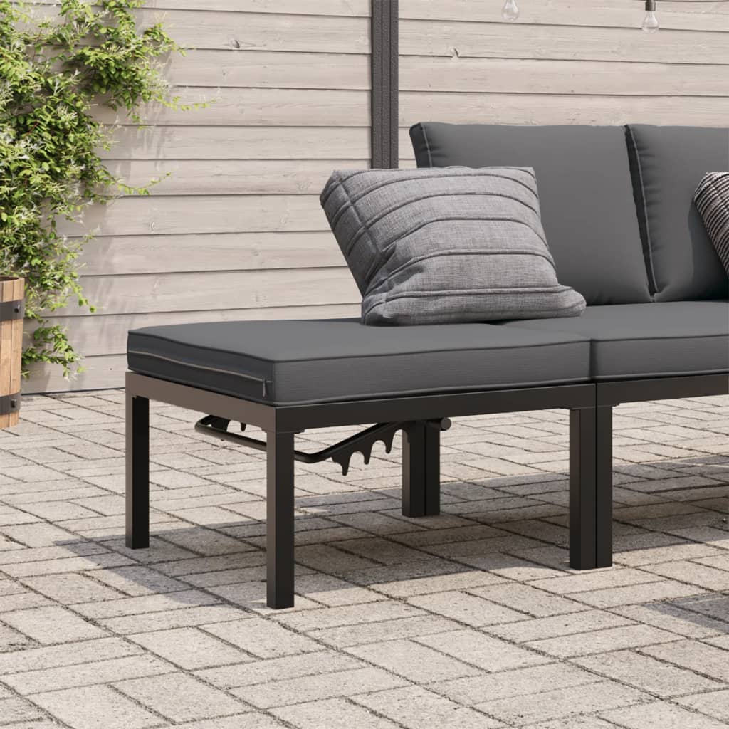 haveskammel med hynde aluminium sort