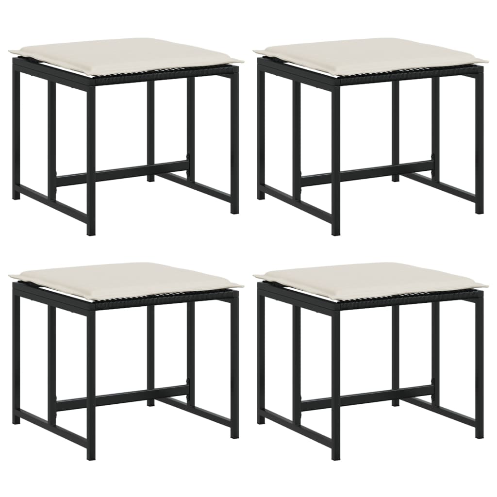 haveskamler 4 stk. med hynder polyrattan sort