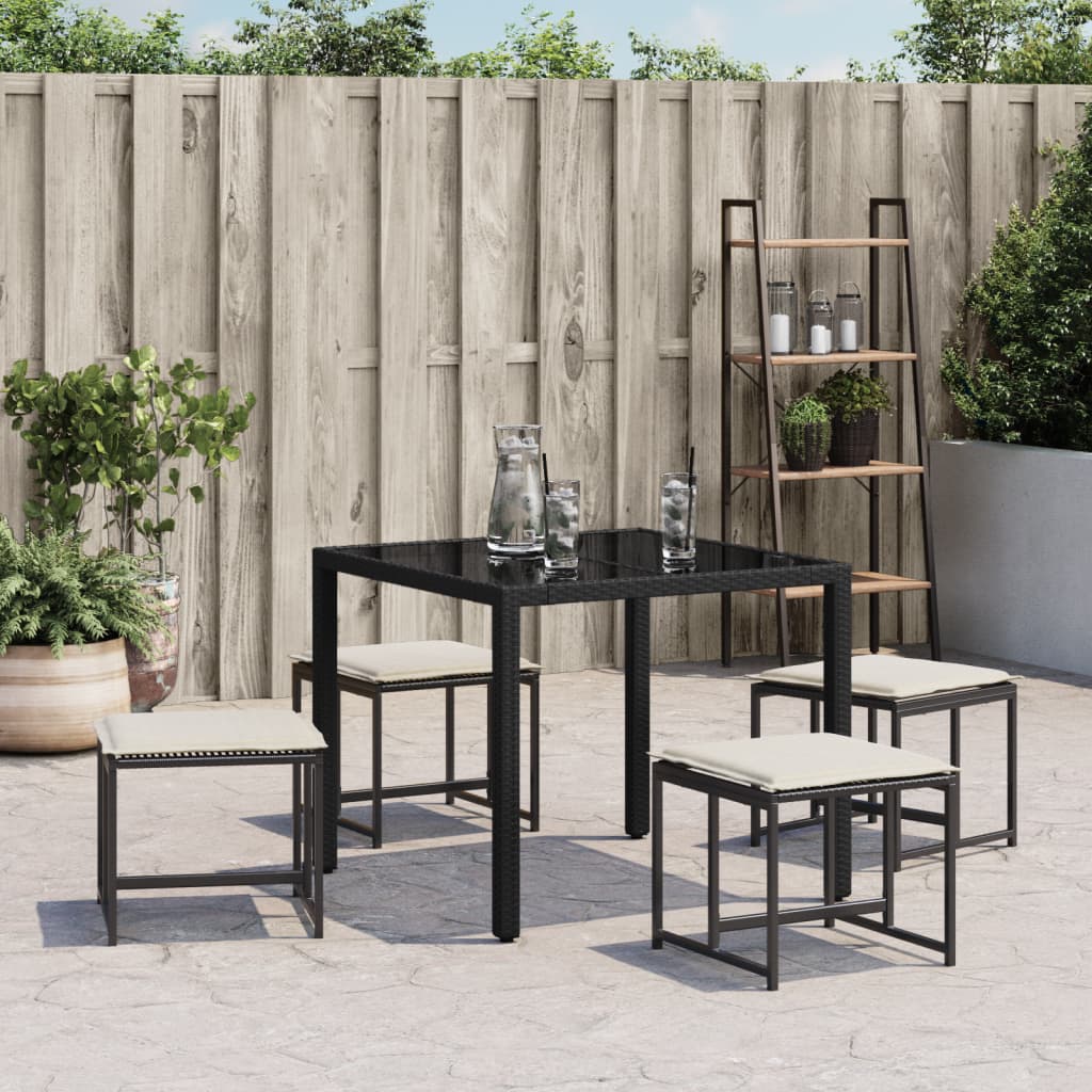 haveskamler 4 stk. med hynder polyrattan sort