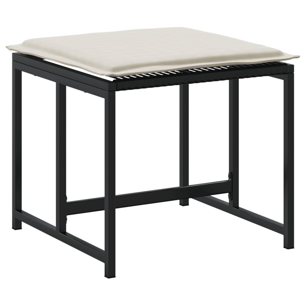 haveskamler 4 stk. med hynder polyrattan sort