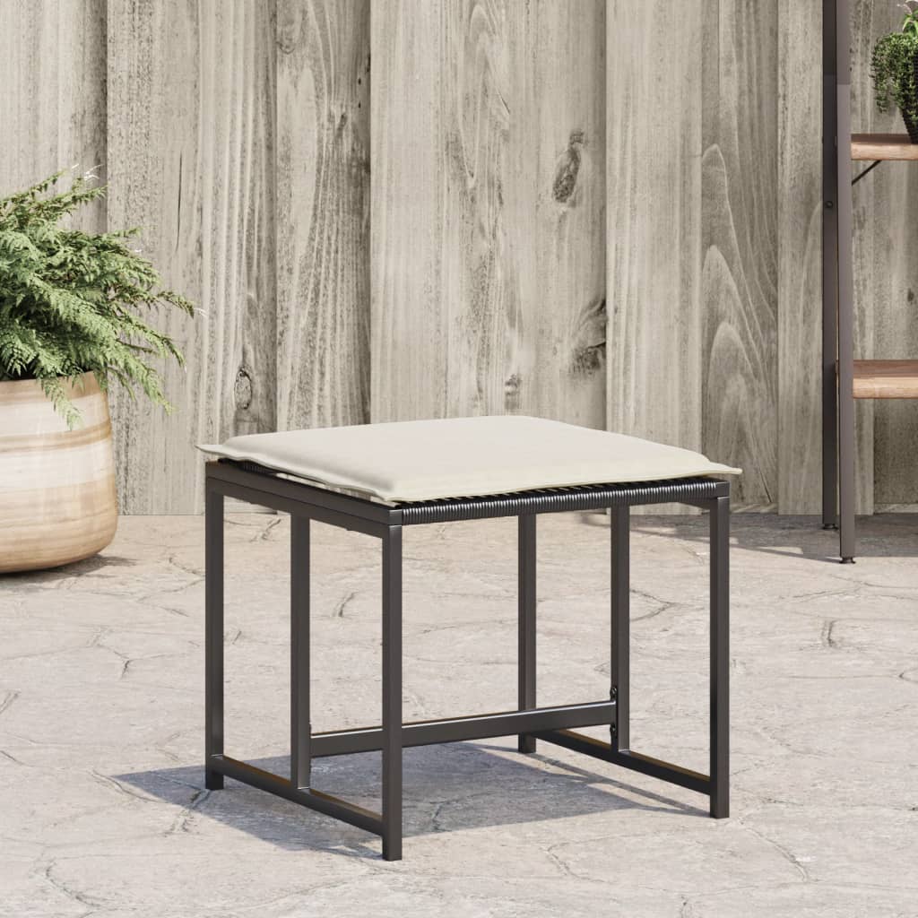 haveskamler 4 stk. med hynder polyrattan sort