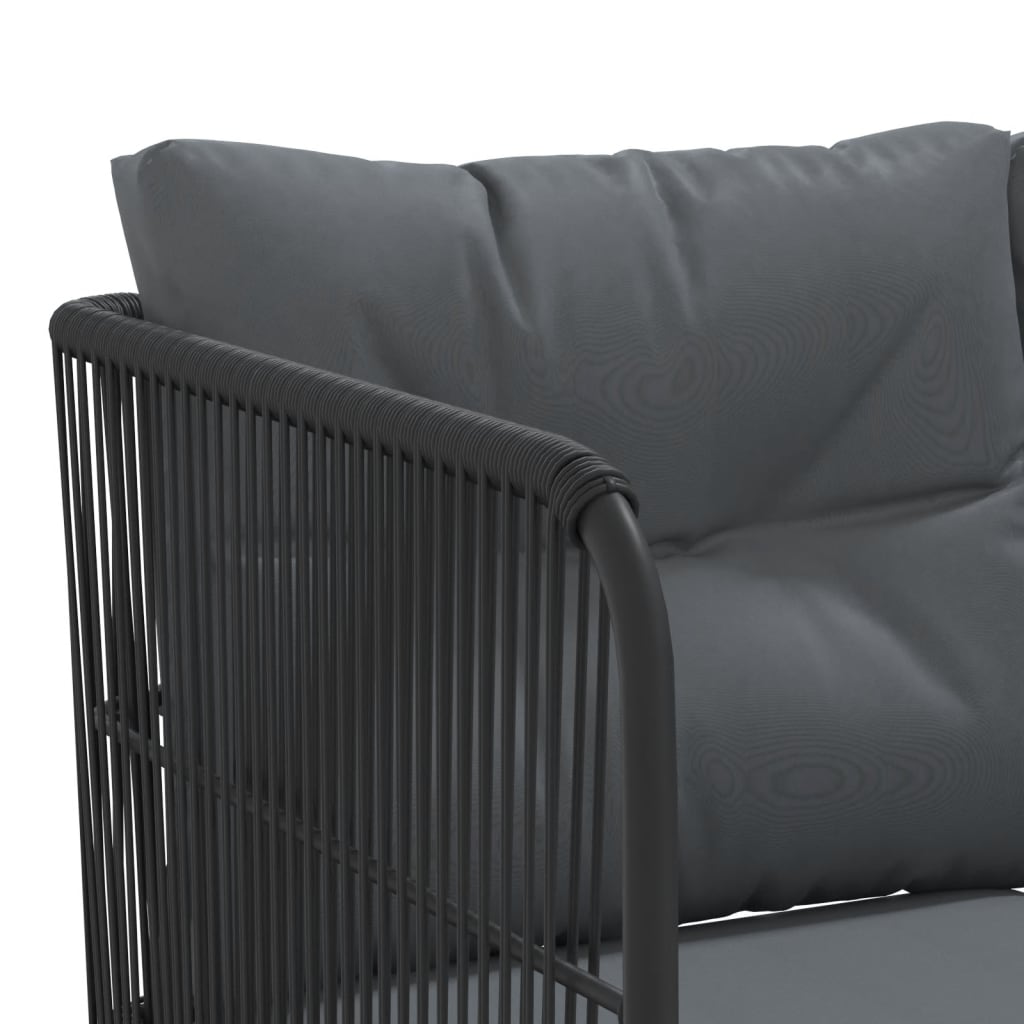 havesofa med hynder L-facon stål og textilene sort