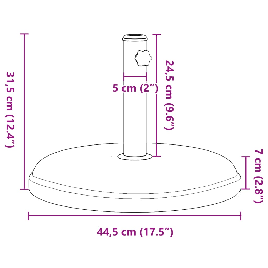 parasolfod til Ø32/35/38 mm stænger 15kg rund