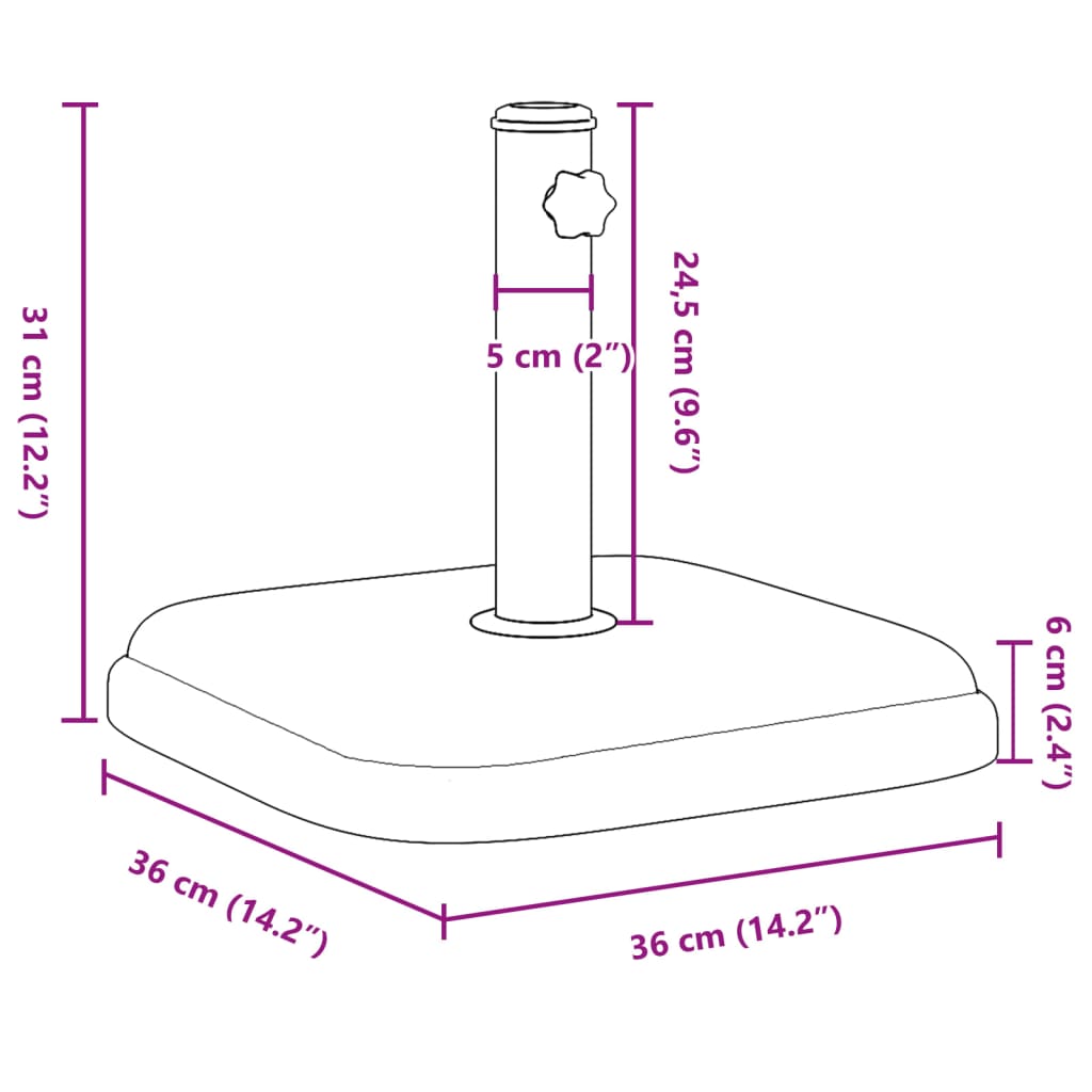 parasolfod til Ø32/35/38 mm stænger 11 kg rund