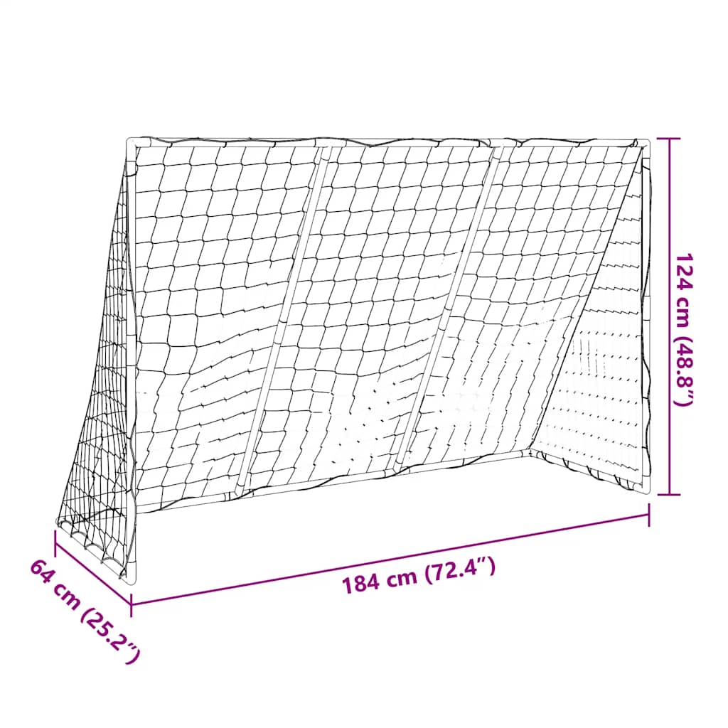 fodboldmål til børn 184x64x124 cm med 2 bolde hvid