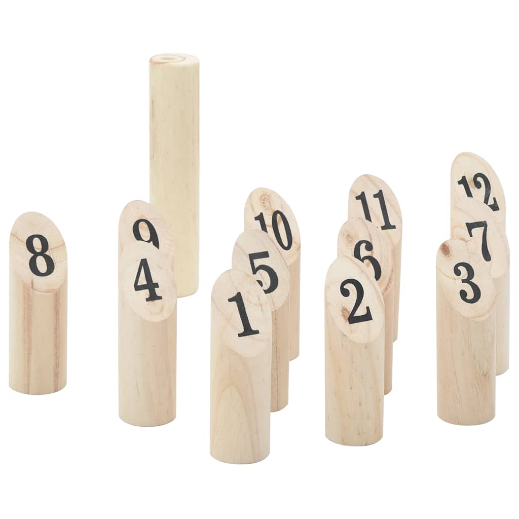 nummer-kubb 13 dele med bærepose massivt fyrretræ