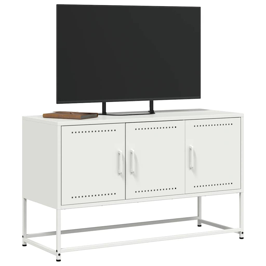 tv-bord 100,5x39x60,5 cm stål hvid