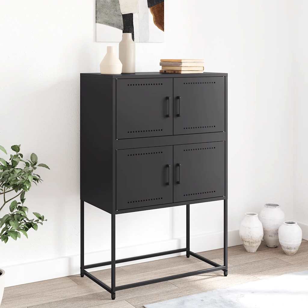 skænk 68,5x38,5x107 cm stål sort