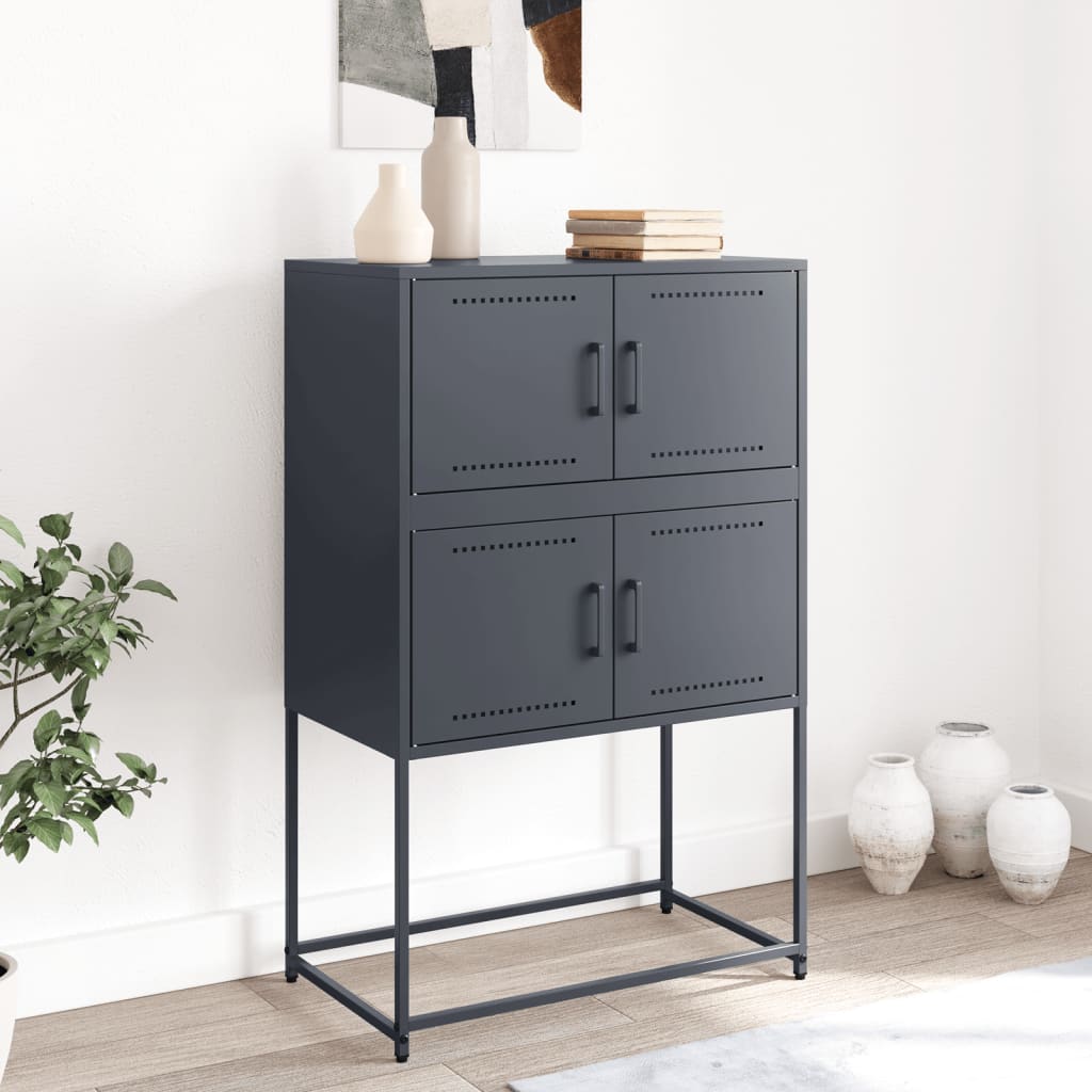 skænk 68,5x38,5x107 cm stål antracitgrå