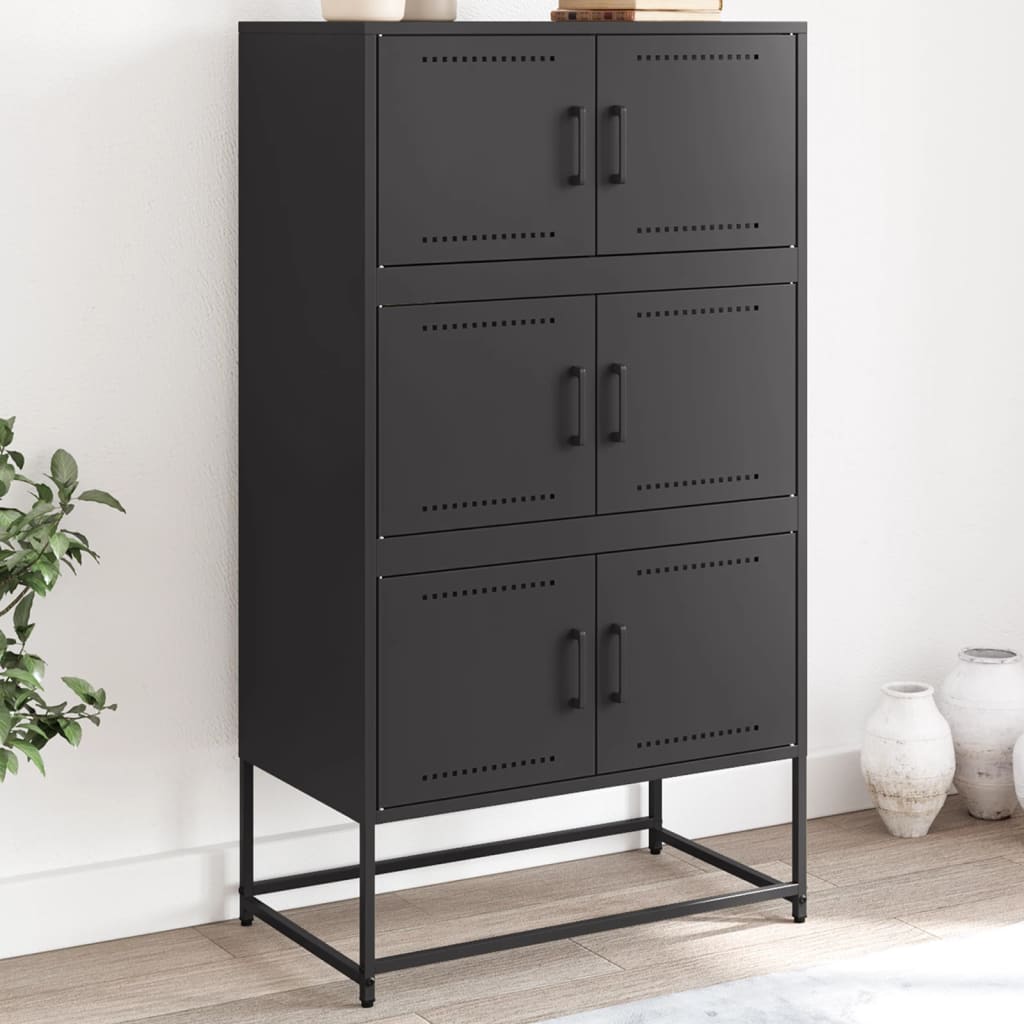 skænk 68,5x38,5x123,5 cm stål sort