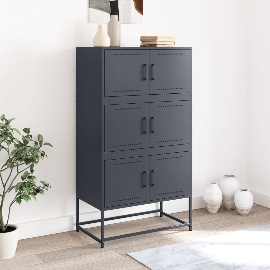 skænk 68,5x38,5x123,5 cm stål antracitgrå