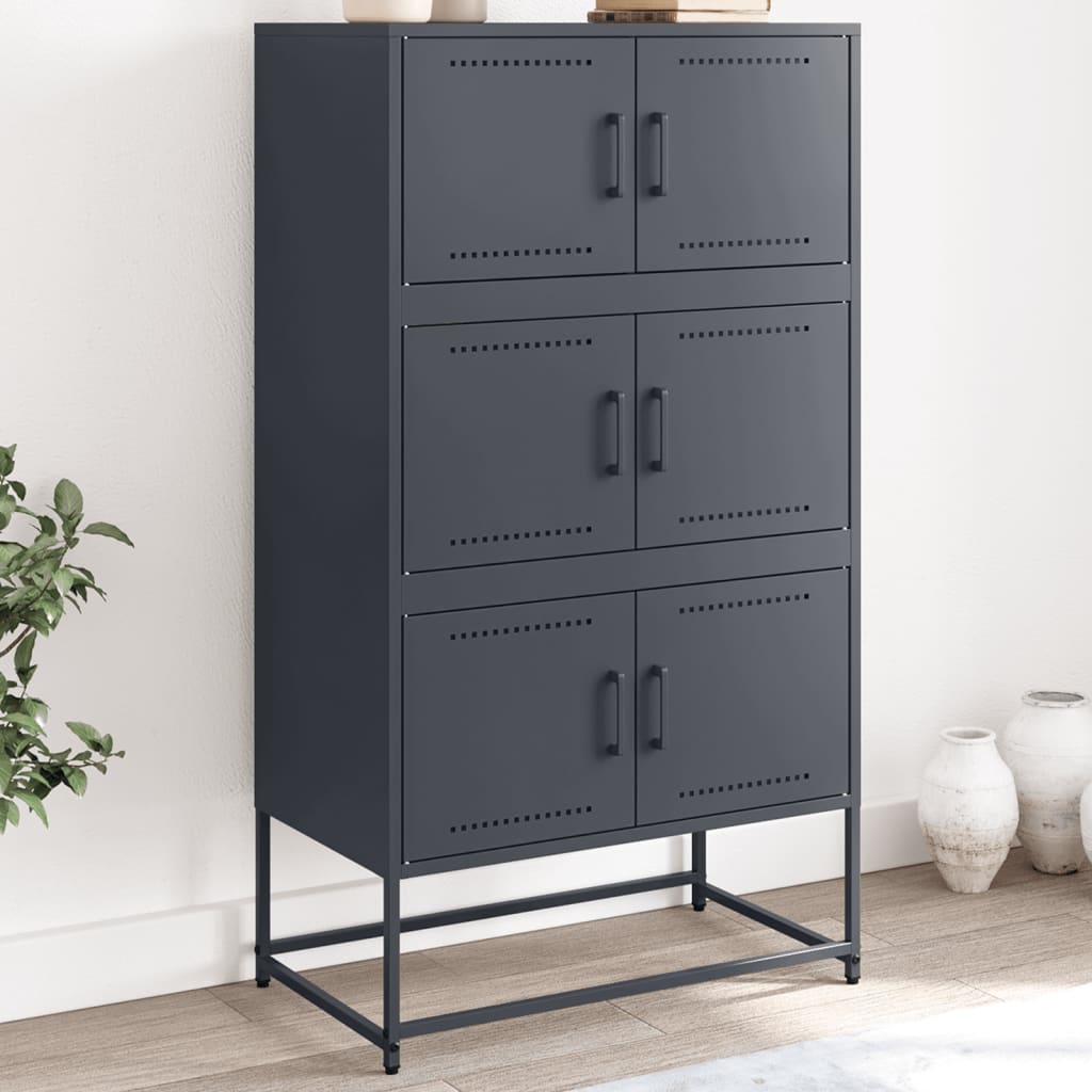 skænk 68,5x38,5x123,5 cm stål antracitgrå