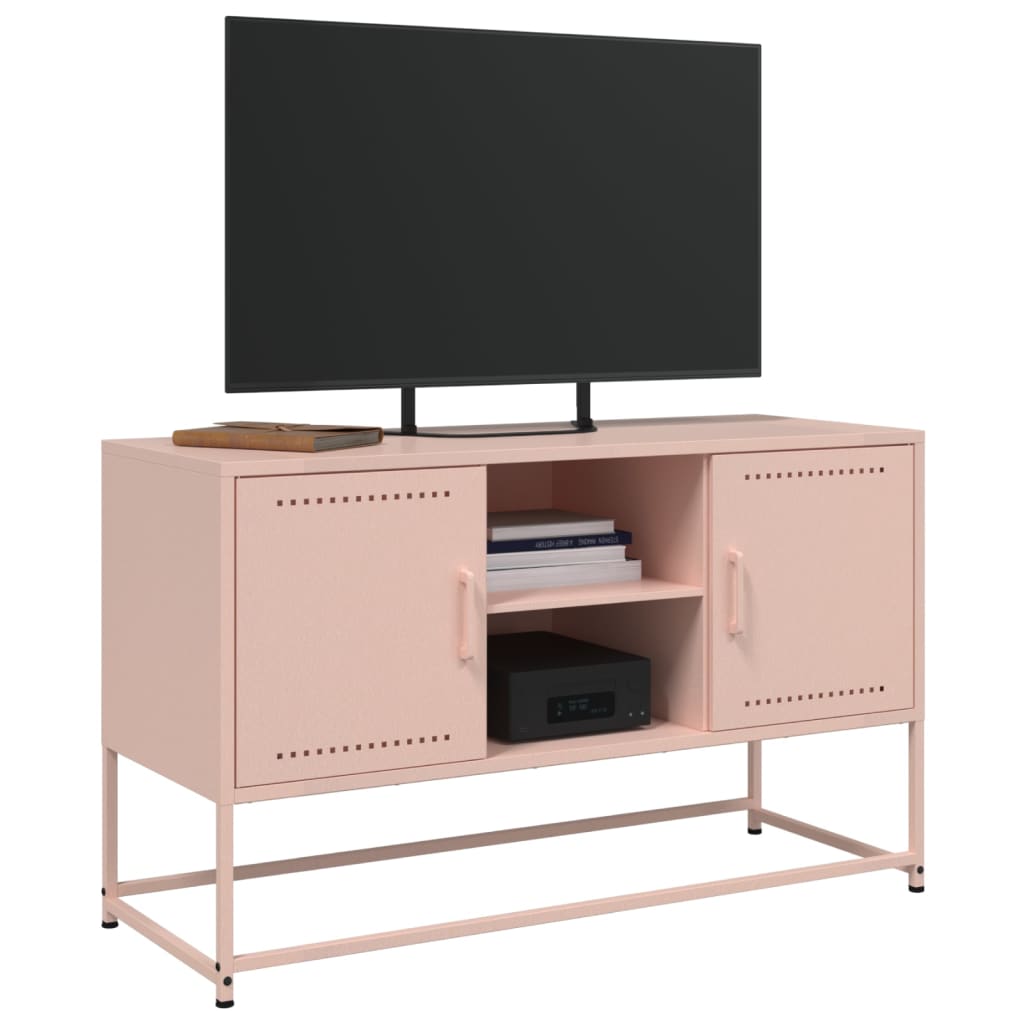 tv-bord 100,5x39x60,5 cm stål lyserød