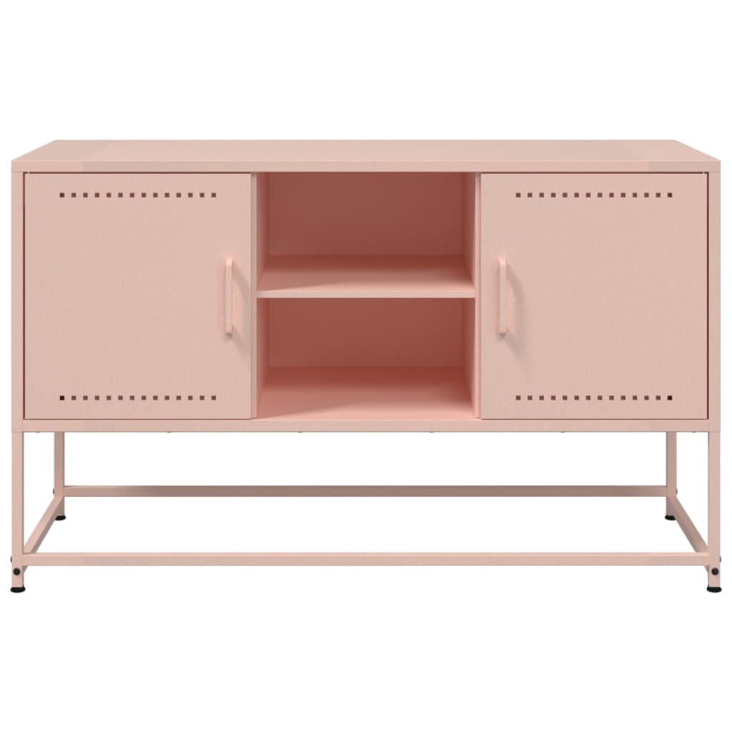 tv-bord 100,5x39x60,5 cm stål lyserød