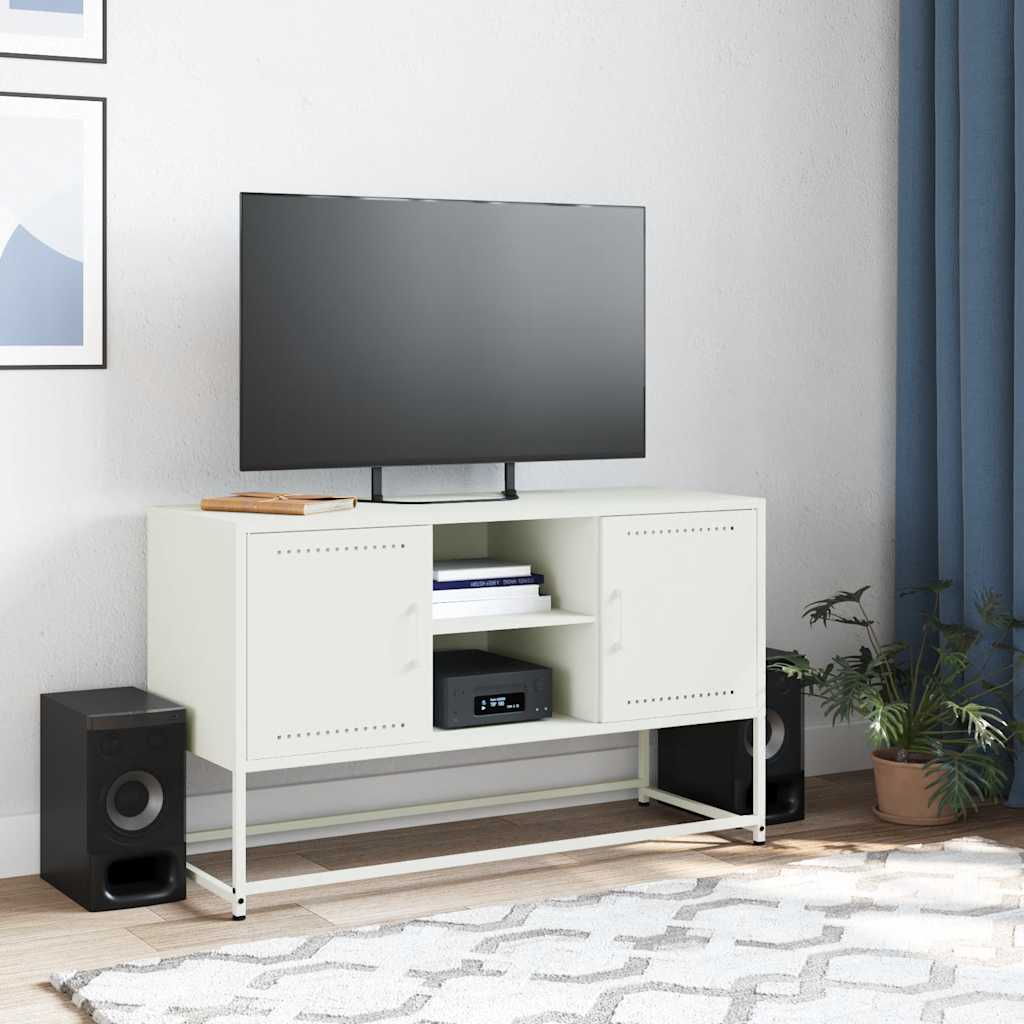 tv-bord 100,5x39x60,5 cm stål hvid