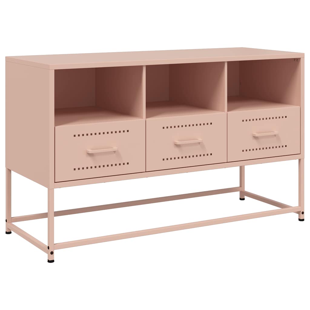 tv-bord 100,5x39x60,5 cm stål lyserød