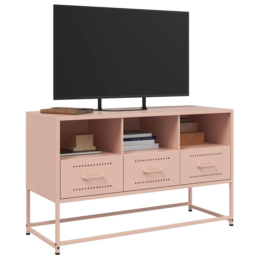 tv-bord 100,5x39x60,5 cm stål lyserød