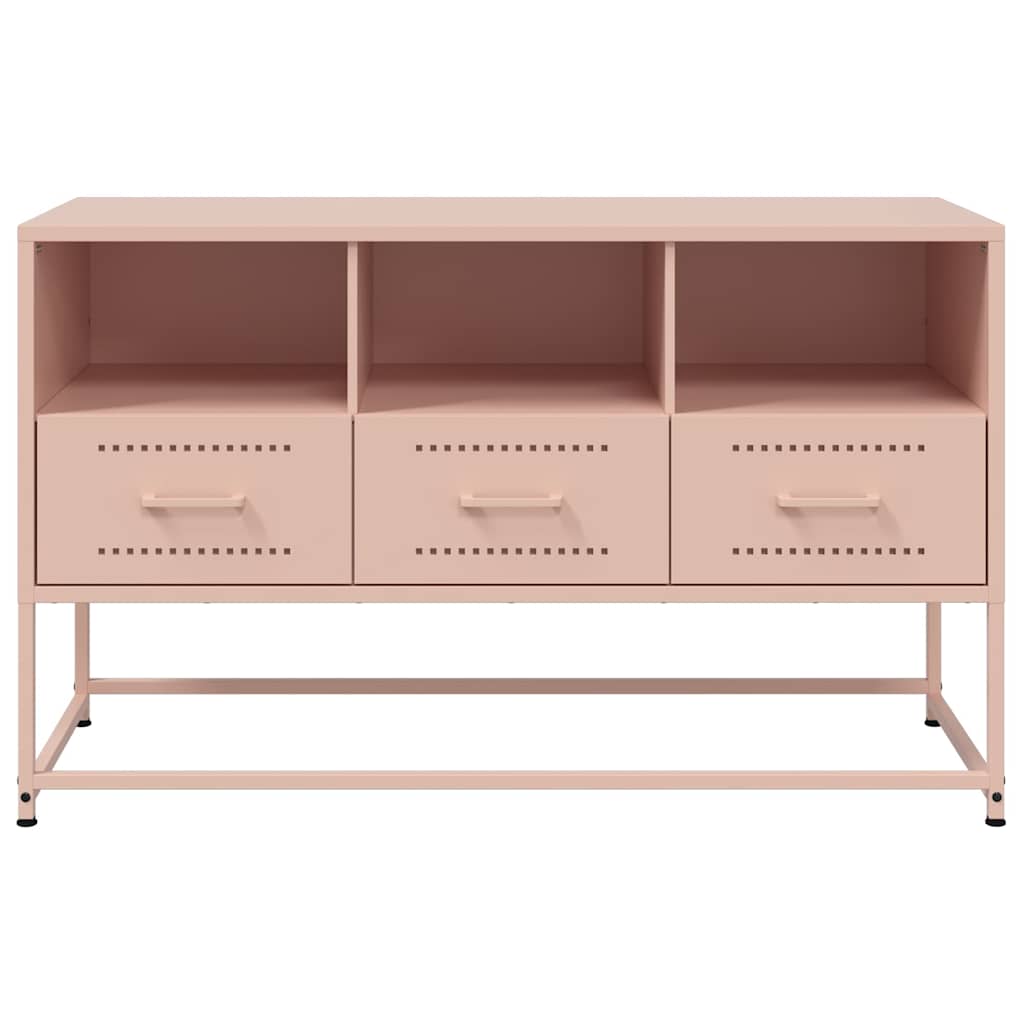 tv-bord 100,5x39x60,5 cm stål lyserød