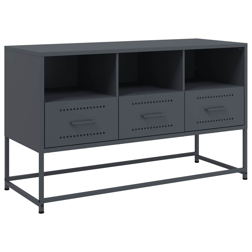 tv-bord 100,5x39x60,5 cm stål antracitgrå