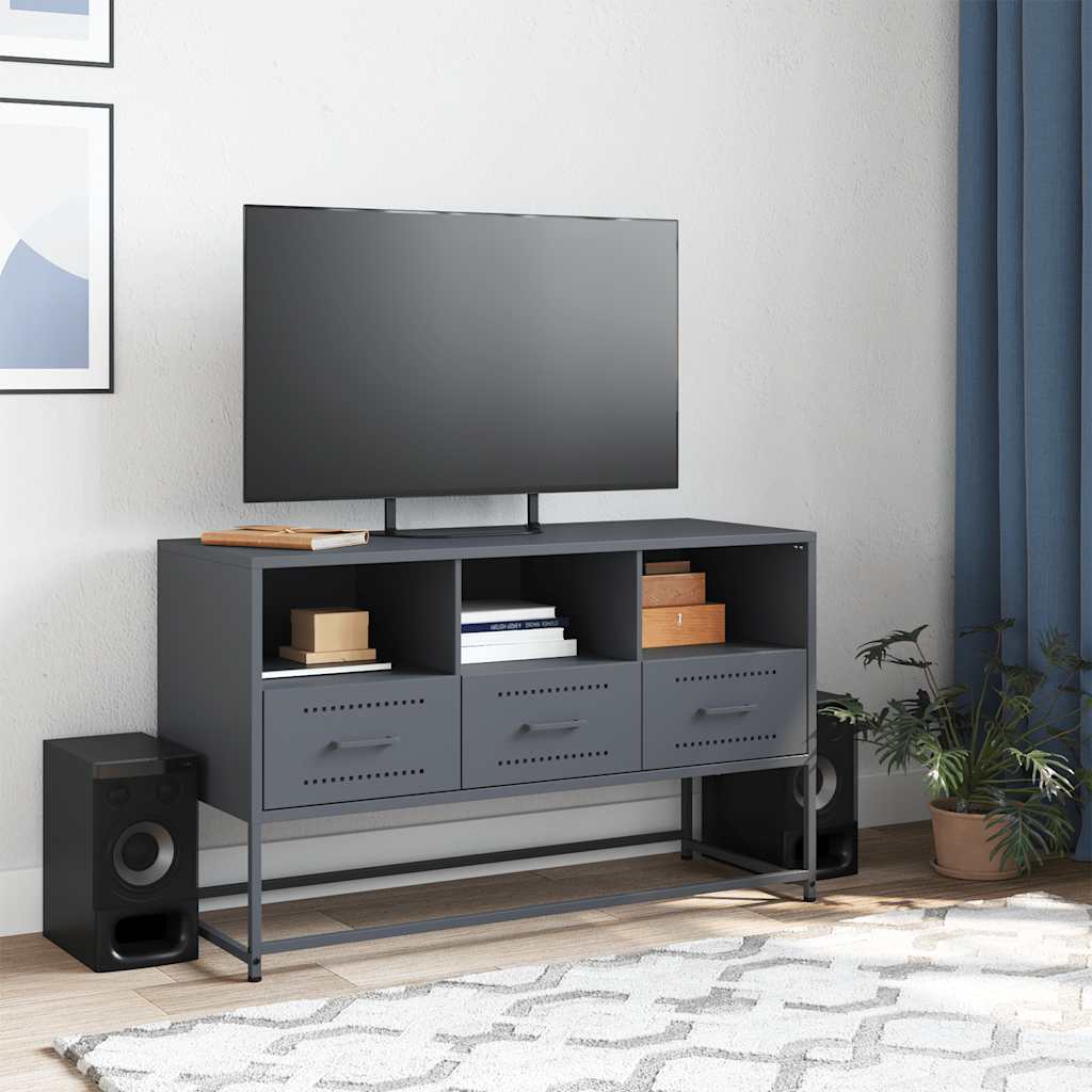tv-bord 100,5x39x60,5 cm stål antracitgrå