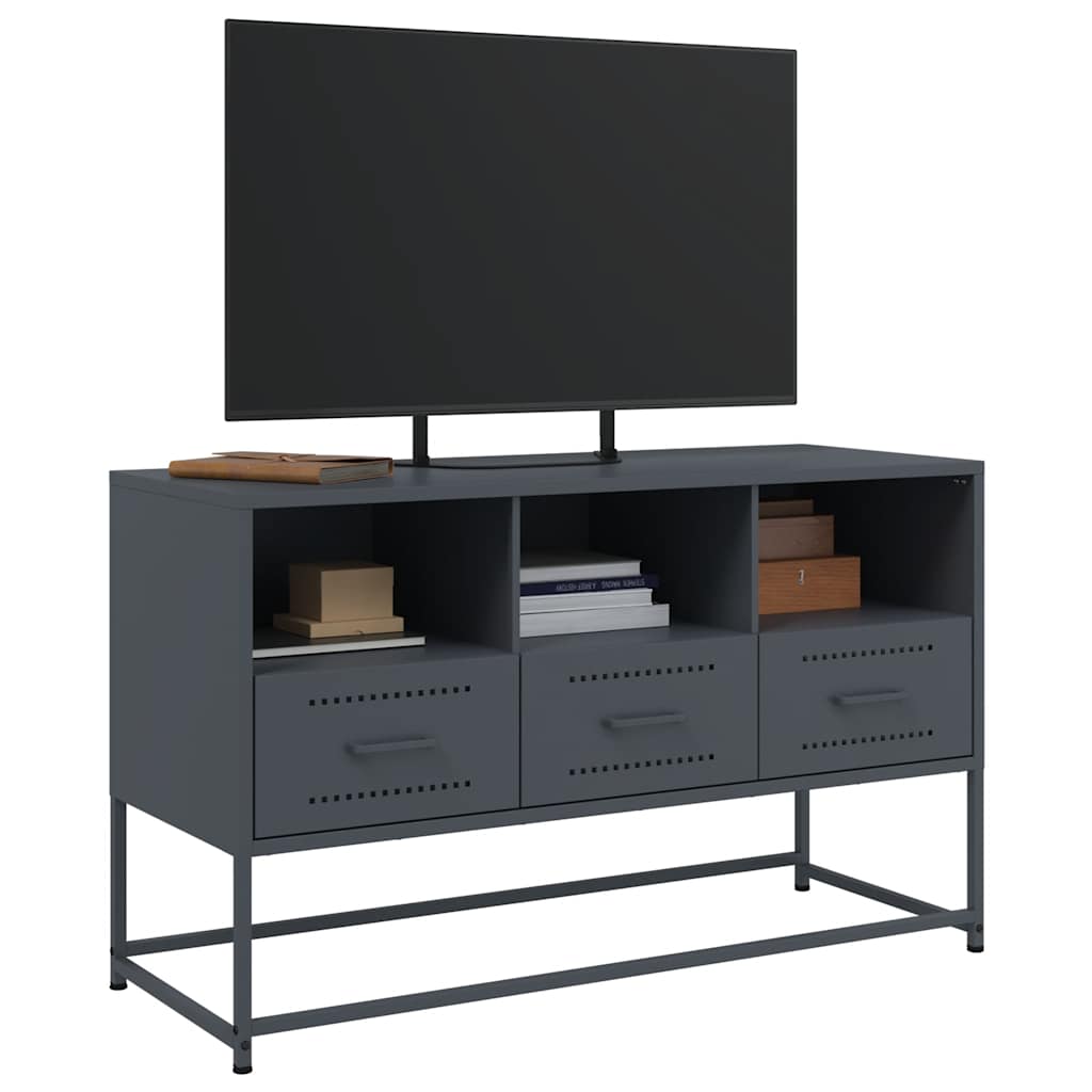 tv-bord 100,5x39x60,5 cm stål antracitgrå