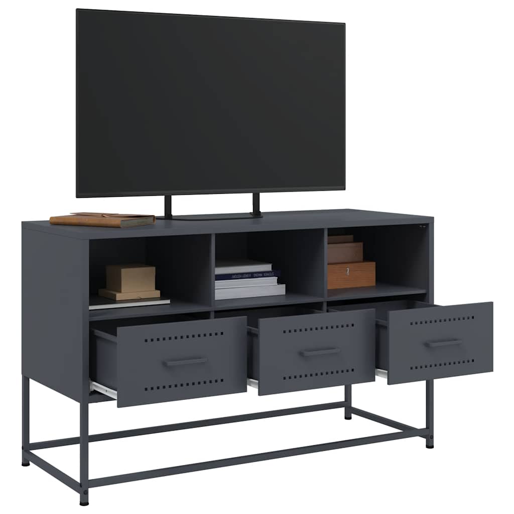 tv-bord 100,5x39x60,5 cm stål antracitgrå