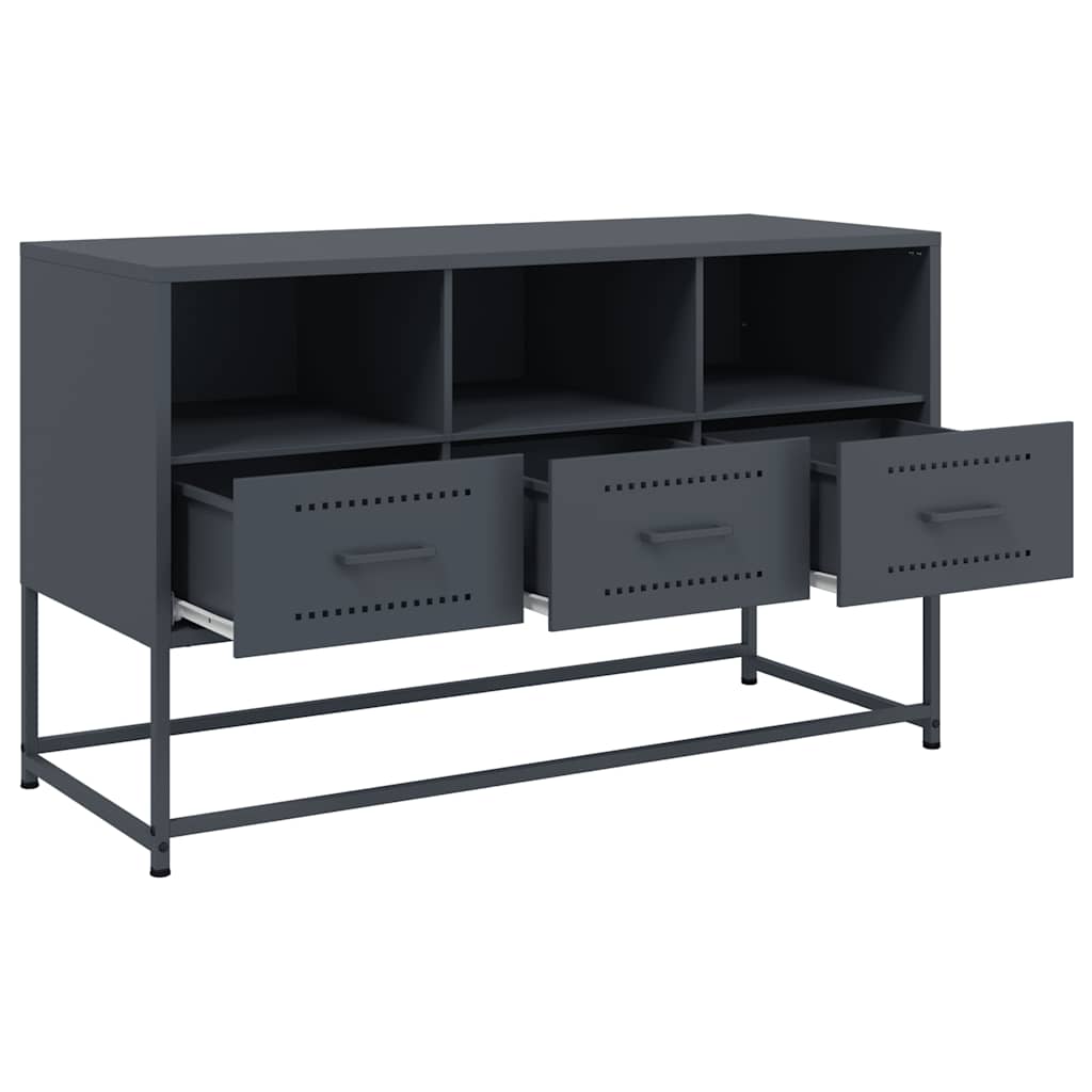 tv-bord 100,5x39x60,5 cm stål antracitgrå