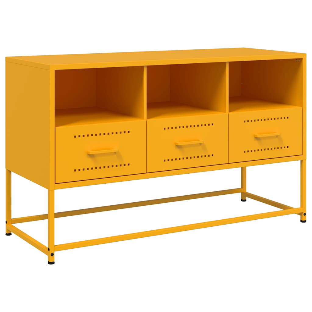tv-bord 100,5x39x60,5 cm stål sennepsgul