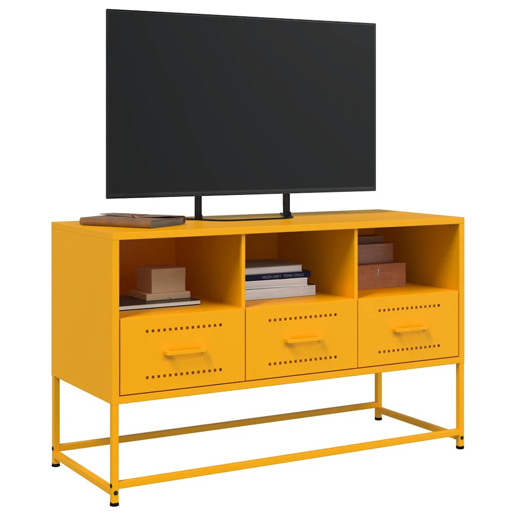 tv-bord 100,5x39x60,5 cm stål sennepsgul