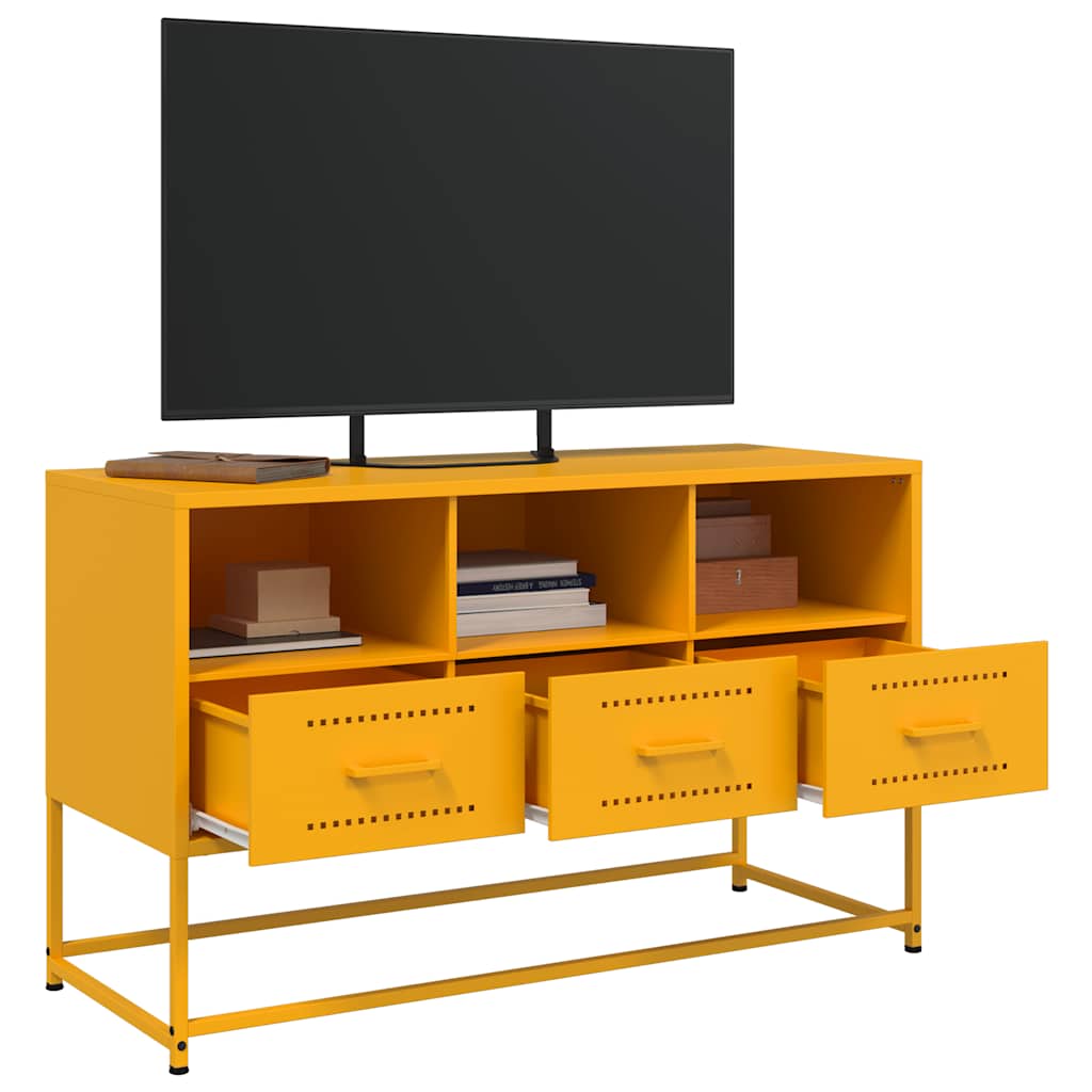tv-bord 100,5x39x60,5 cm stål sennepsgul