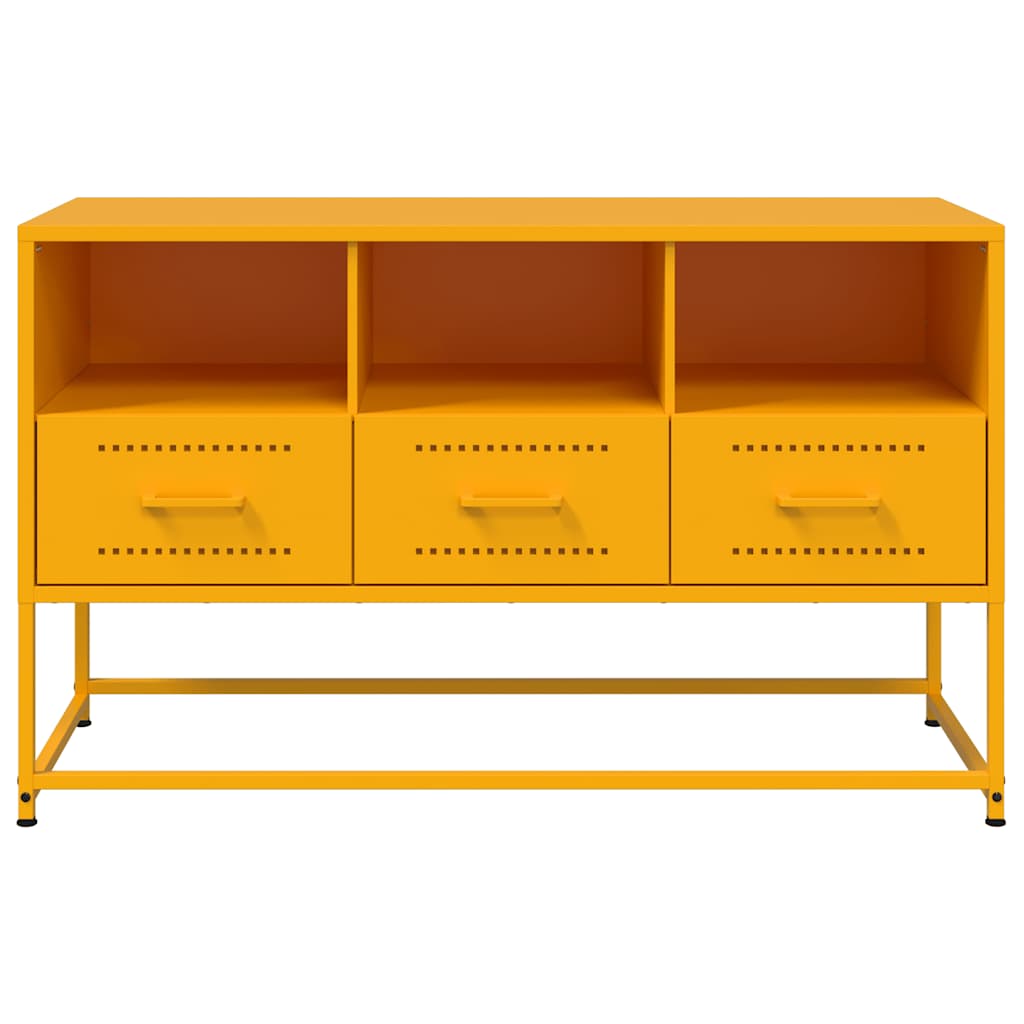 tv-bord 100,5x39x60,5 cm stål sennepsgul