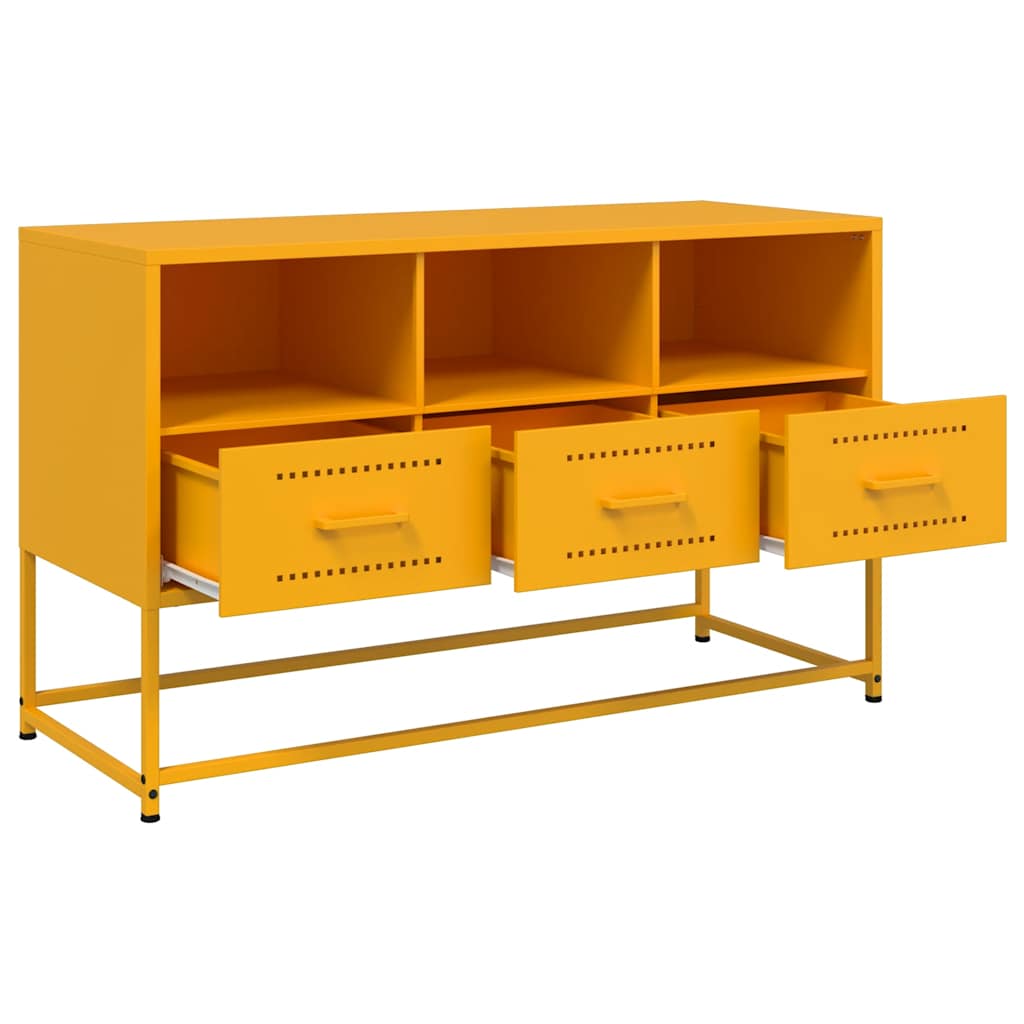tv-bord 100,5x39x60,5 cm stål sennepsgul
