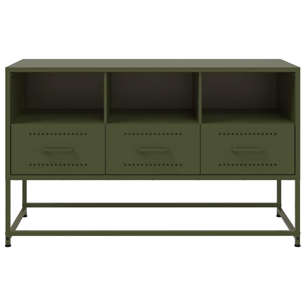 tv-bord 100,5x39x60,5 cm stål olivengrøn