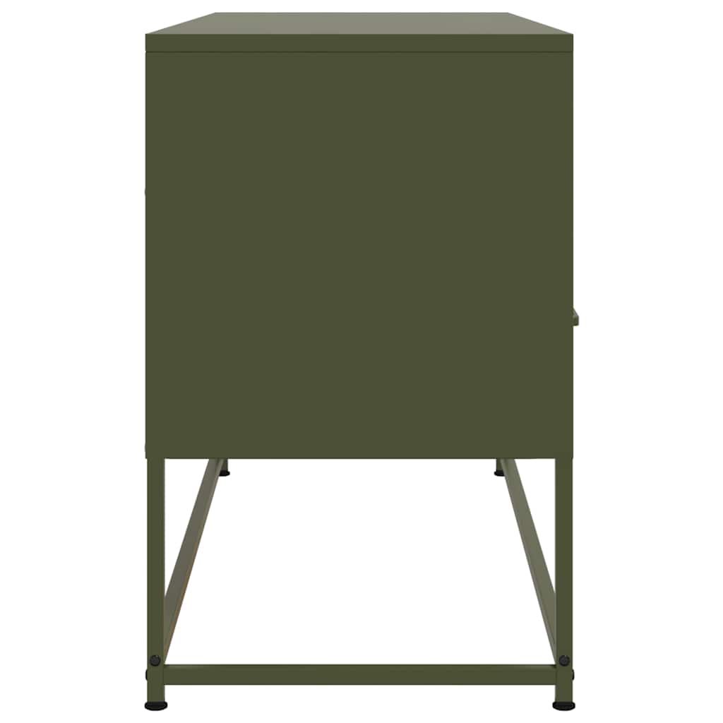 tv-bord 100,5x39x60,5 cm stål olivengrøn
