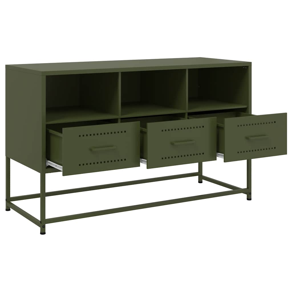tv-bord 100,5x39x60,5 cm stål olivengrøn