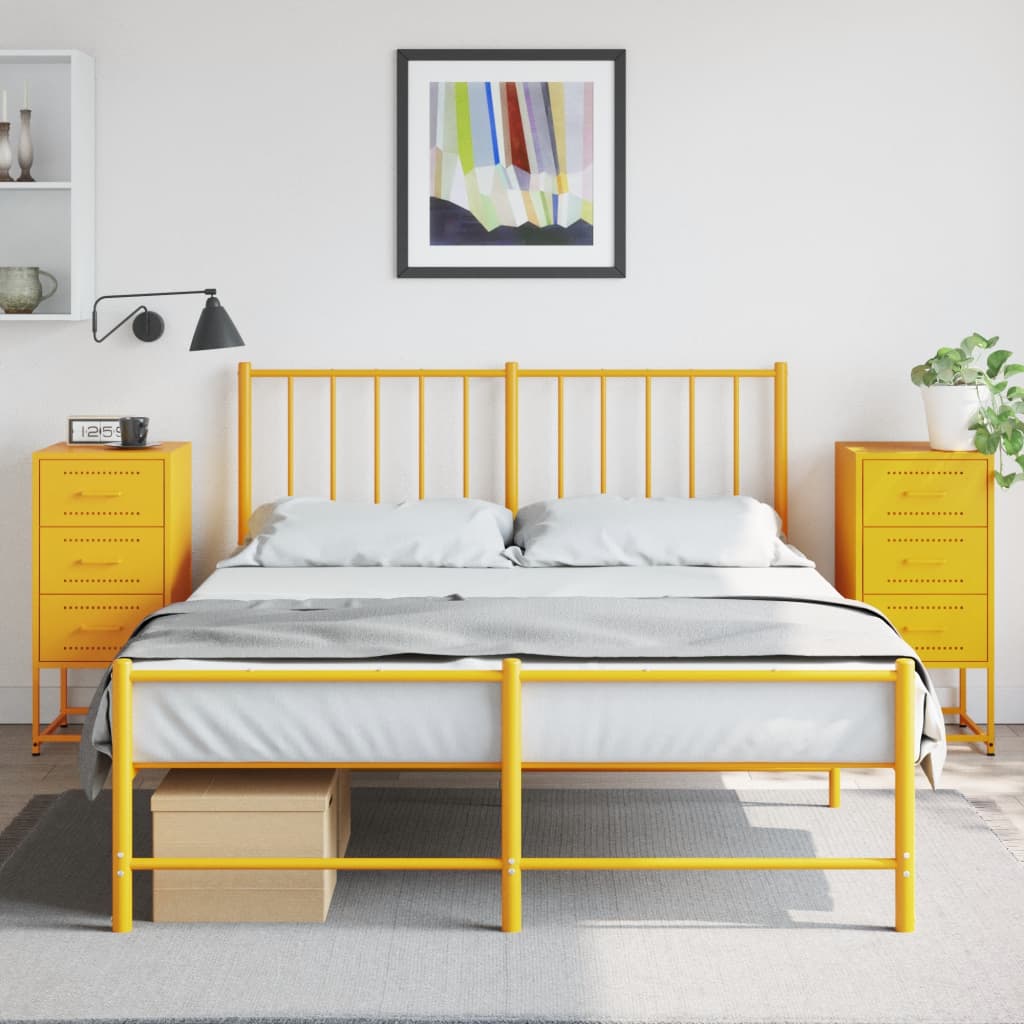 sengeborde 2 stk. 36x39x78 cm stål sennepsgul