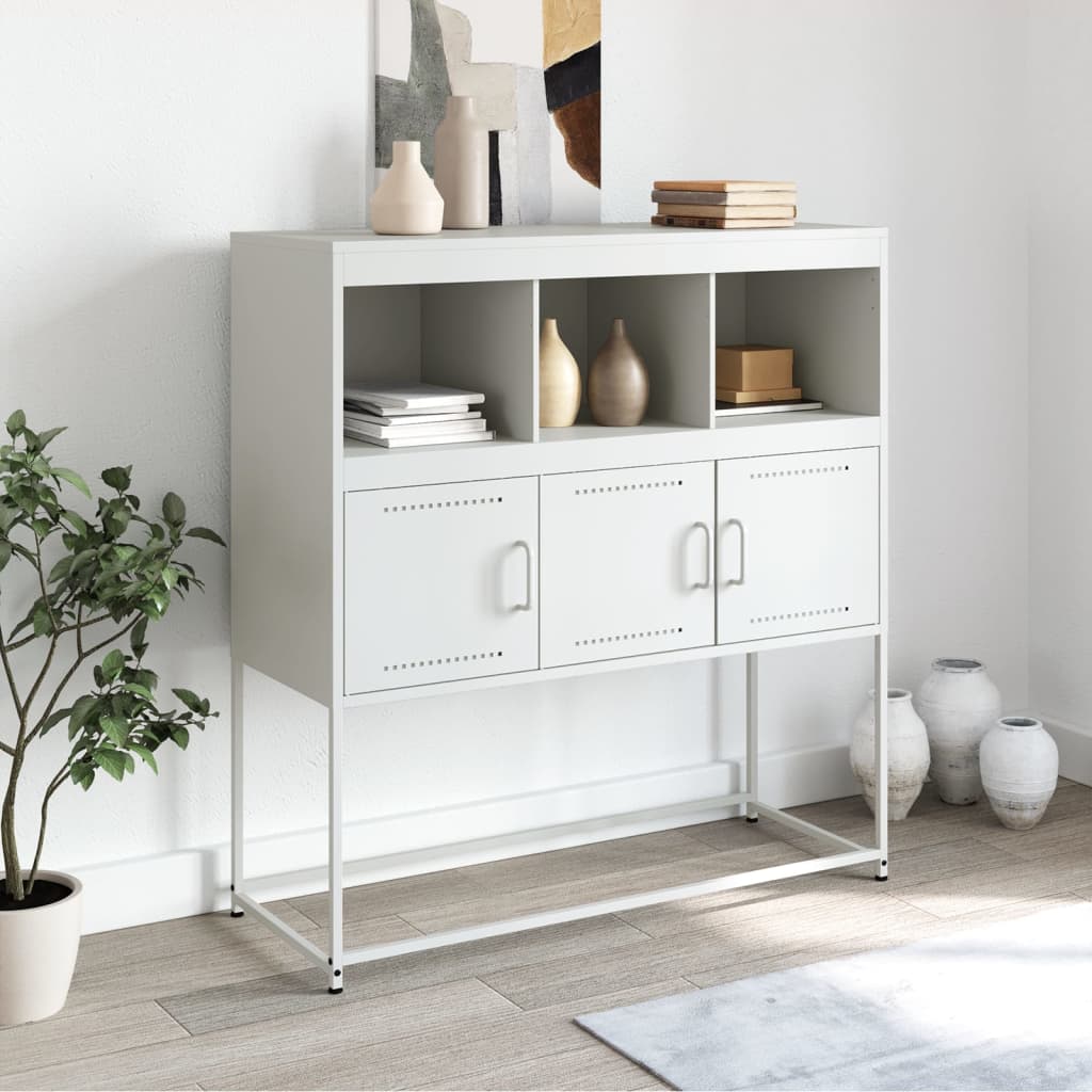 skænk 100,5x39x107 cm stål hvid