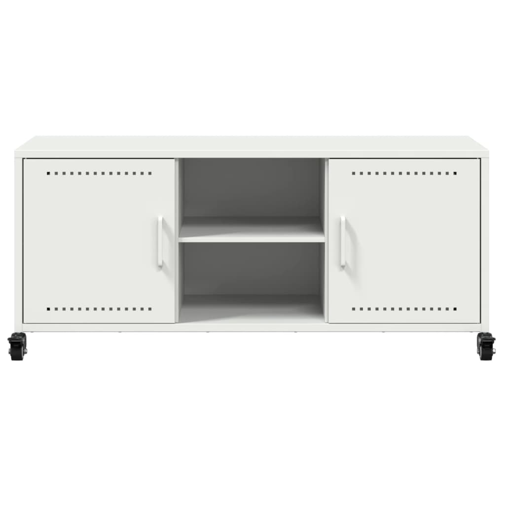 tv-bord 100,5x39x43,5 cm stål hvid